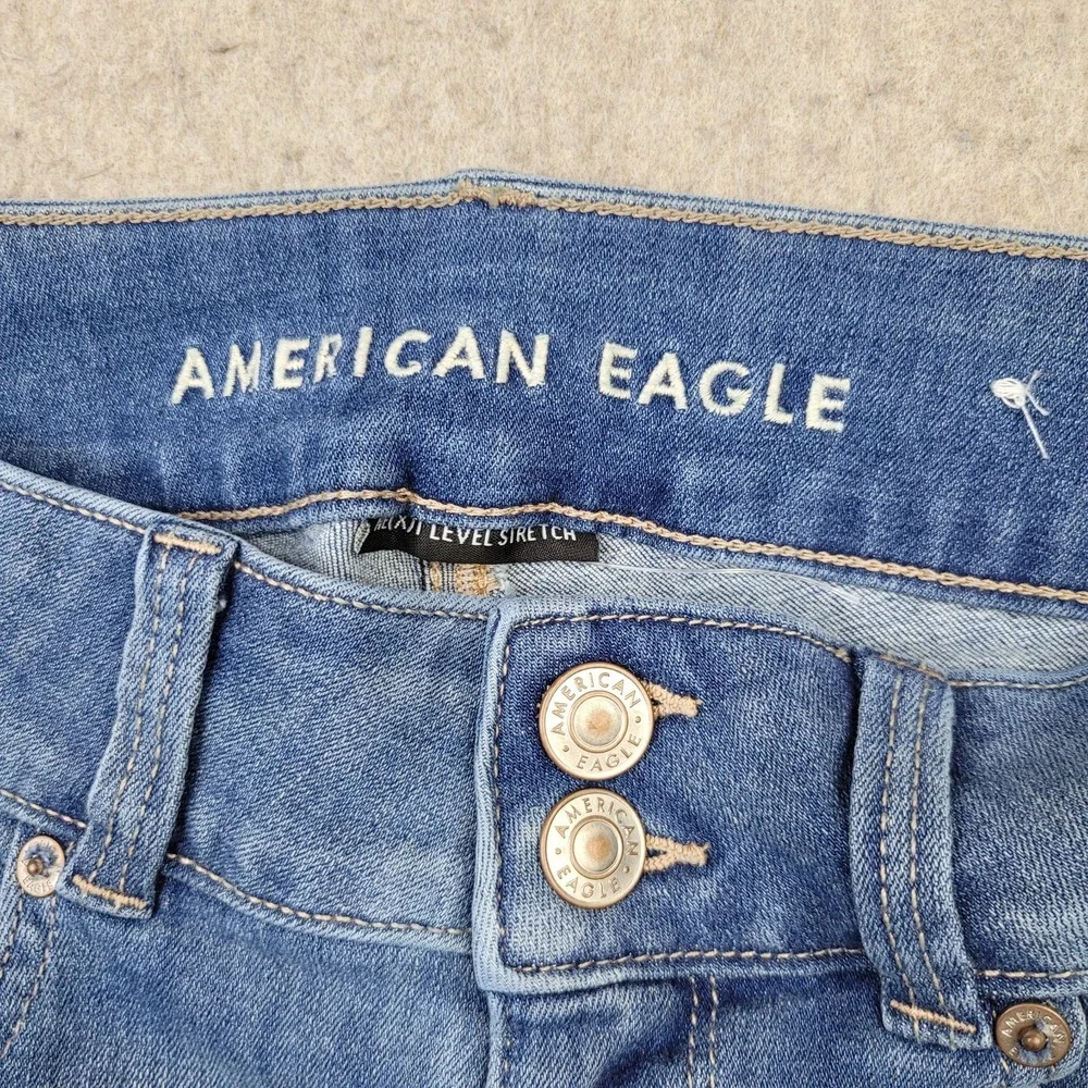 American Eagle Artist Crop Jeans Womens 2 Short Blue Next Level Stretch - Picture 3 of 13